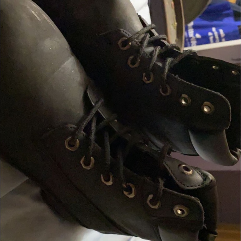 black combat boots